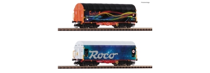 Roco 6680022 - TT - 2-tlg. Set Schiebeplanenwagen Roco/Kühn, Ep. VI